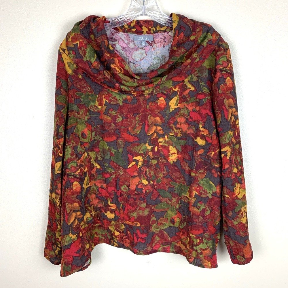 Habitat Clothes to Live In Cowl Neck Top Fall Boho Lagenlook Arty Size M Rayon